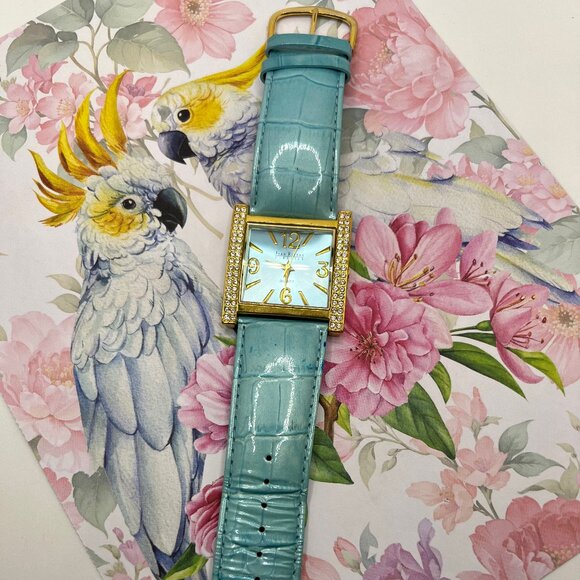 Joan Rivers Seaglass Leather Strap Watch #V377 - Picture 1 of 3